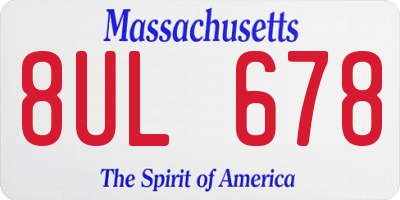 MA license plate 8UL678