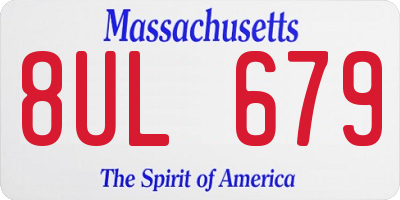 MA license plate 8UL679