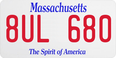 MA license plate 8UL680