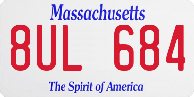MA license plate 8UL684