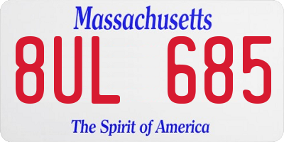 MA license plate 8UL685