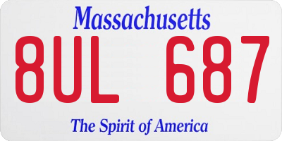 MA license plate 8UL687