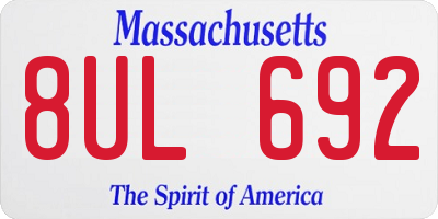 MA license plate 8UL692