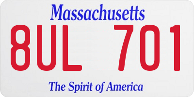 MA license plate 8UL701