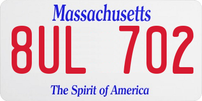 MA license plate 8UL702