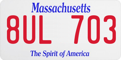 MA license plate 8UL703