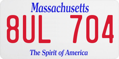 MA license plate 8UL704