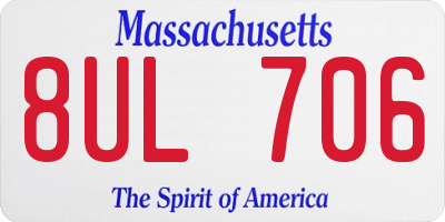 MA license plate 8UL706