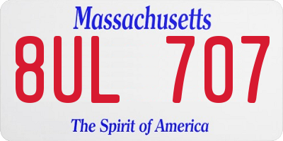 MA license plate 8UL707