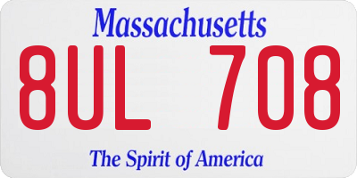 MA license plate 8UL708