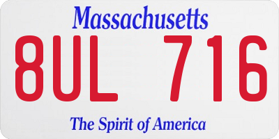 MA license plate 8UL716