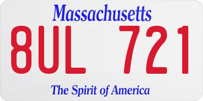 MA license plate 8UL721
