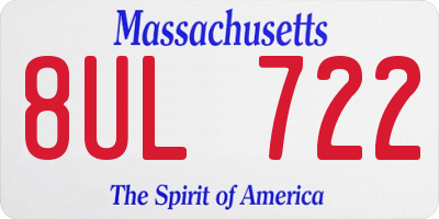 MA license plate 8UL722
