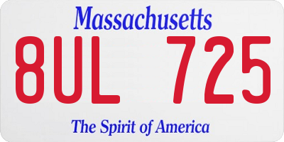 MA license plate 8UL725