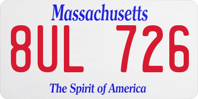 MA license plate 8UL726