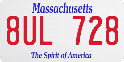 MA license plate 8UL728