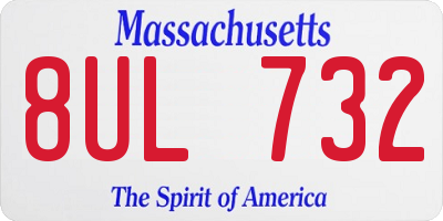MA license plate 8UL732