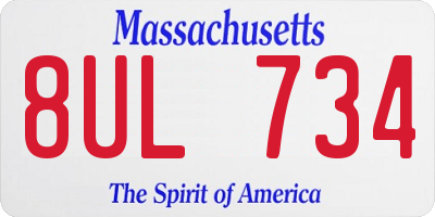 MA license plate 8UL734