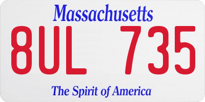 MA license plate 8UL735