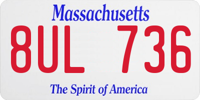 MA license plate 8UL736
