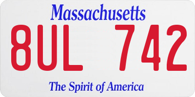 MA license plate 8UL742