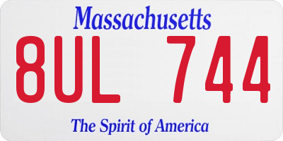MA license plate 8UL744