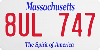 MA license plate 8UL747