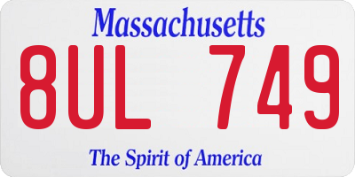 MA license plate 8UL749