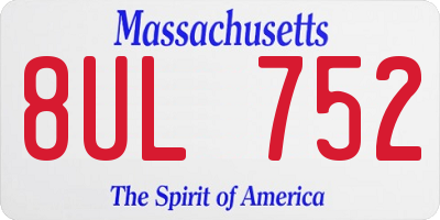 MA license plate 8UL752
