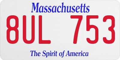 MA license plate 8UL753