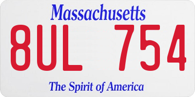 MA license plate 8UL754