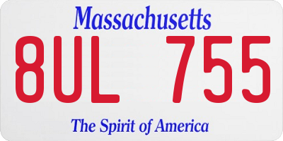 MA license plate 8UL755