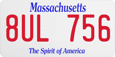 MA license plate 8UL756