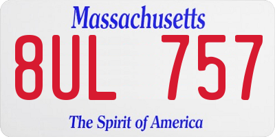 MA license plate 8UL757