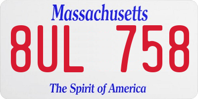 MA license plate 8UL758