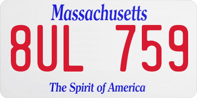 MA license plate 8UL759