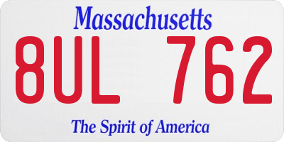 MA license plate 8UL762