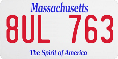 MA license plate 8UL763