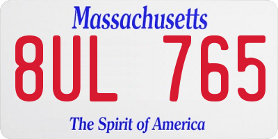 MA license plate 8UL765