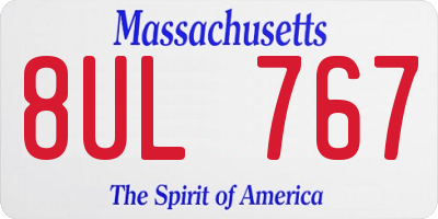 MA license plate 8UL767