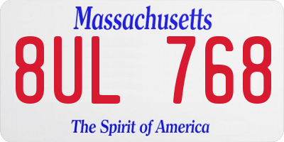 MA license plate 8UL768