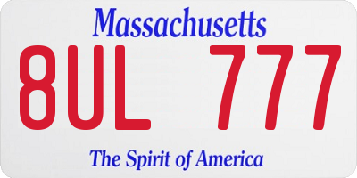 MA license plate 8UL777