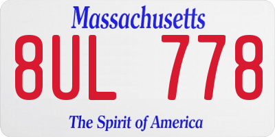 MA license plate 8UL778