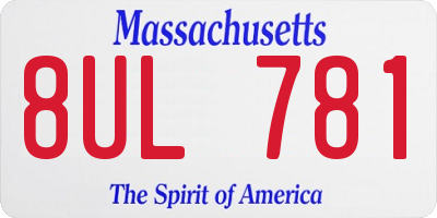 MA license plate 8UL781