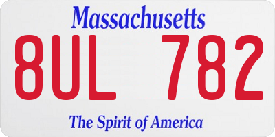 MA license plate 8UL782