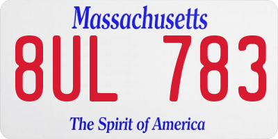 MA license plate 8UL783