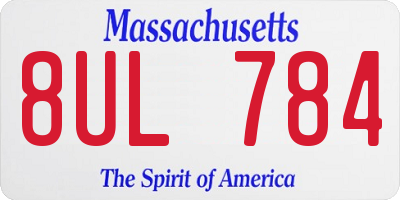 MA license plate 8UL784