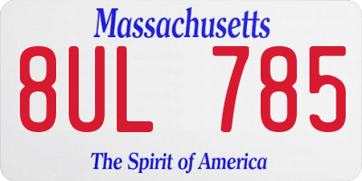 MA license plate 8UL785