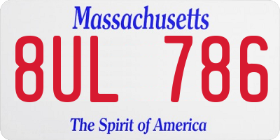 MA license plate 8UL786