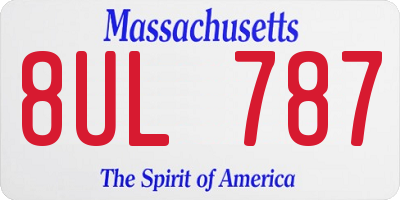 MA license plate 8UL787